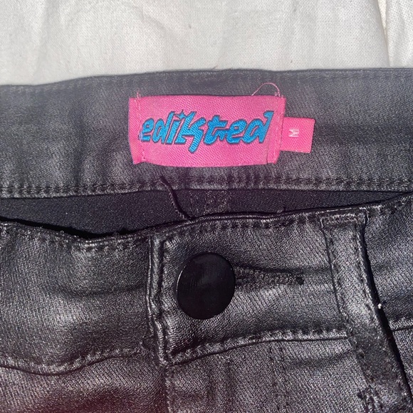 Edikted Luna Faux Leather Flare Jeans - Picture 3 of 4